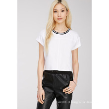 Plain Rodada Neck Mulheres T Shirt, Moda T-shirt Wholesale China